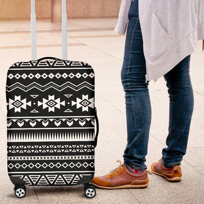 Black And White Aztec Pattern Print Luggage Cover GearFrost