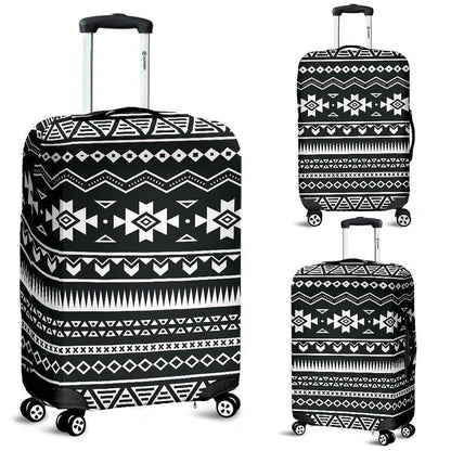 Black And White Aztec Pattern Print Luggage Cover GearFrost