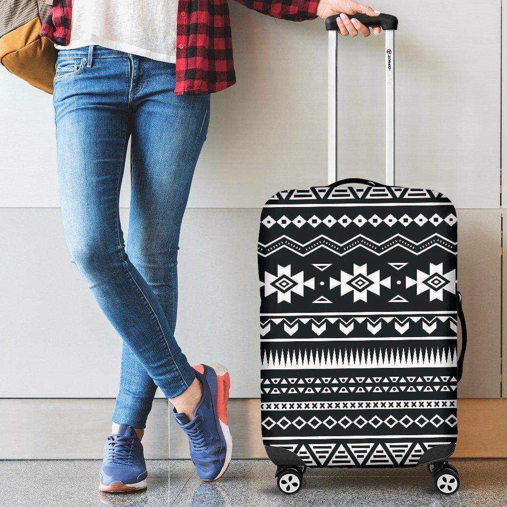 Black And White Aztec Pattern Print Luggage Cover GearFrost