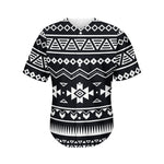 Black And White Aztec Pattern Print Men's Baseball Jersey