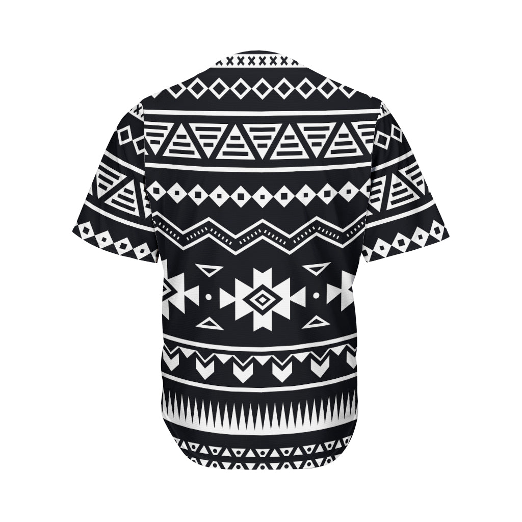 Black And White Aztec Pattern Print Men's Baseball Jersey