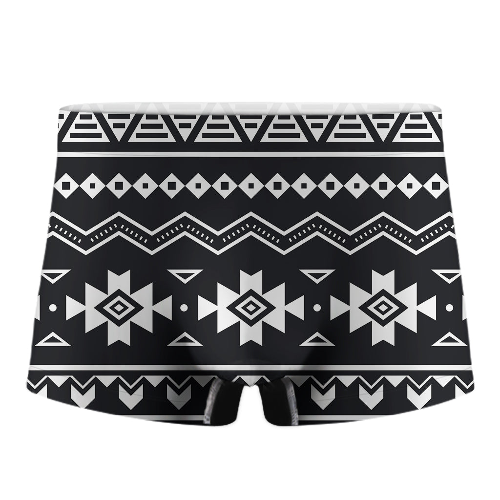 Black And White Aztec Pattern Print Men's Boxer Briefs