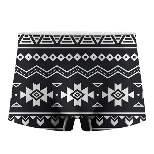 Black And White Aztec Pattern Print Men's Boxer Briefs