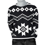 Black And White Aztec Pattern Print Men's Crewneck Sweatshirt GearFrost