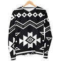 Black And White Aztec Pattern Print Men's Crewneck Sweatshirt