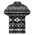 Black And White Aztec Pattern Print Men's Short Sleeve Shirt