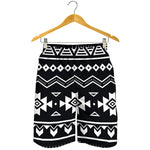 Black And White Aztec Pattern Print Men's Shorts