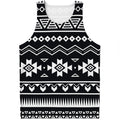 Black And White Aztec Pattern Print Men's Tank Top