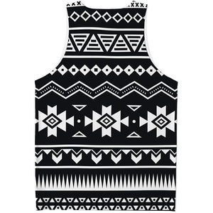 Black And White Aztec Pattern Print Men's Tank Top