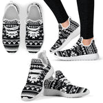 Black And White Aztec Pattern Print Mesh Knit Shoes GearFrost