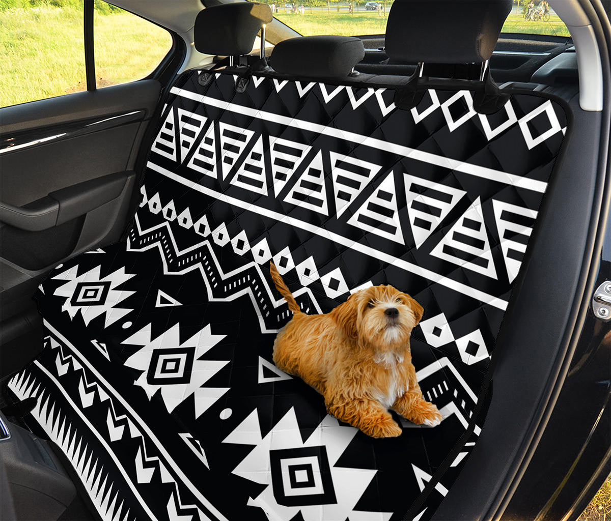 Black And White Aztec Pattern Print Pet Car Back Seat Cover