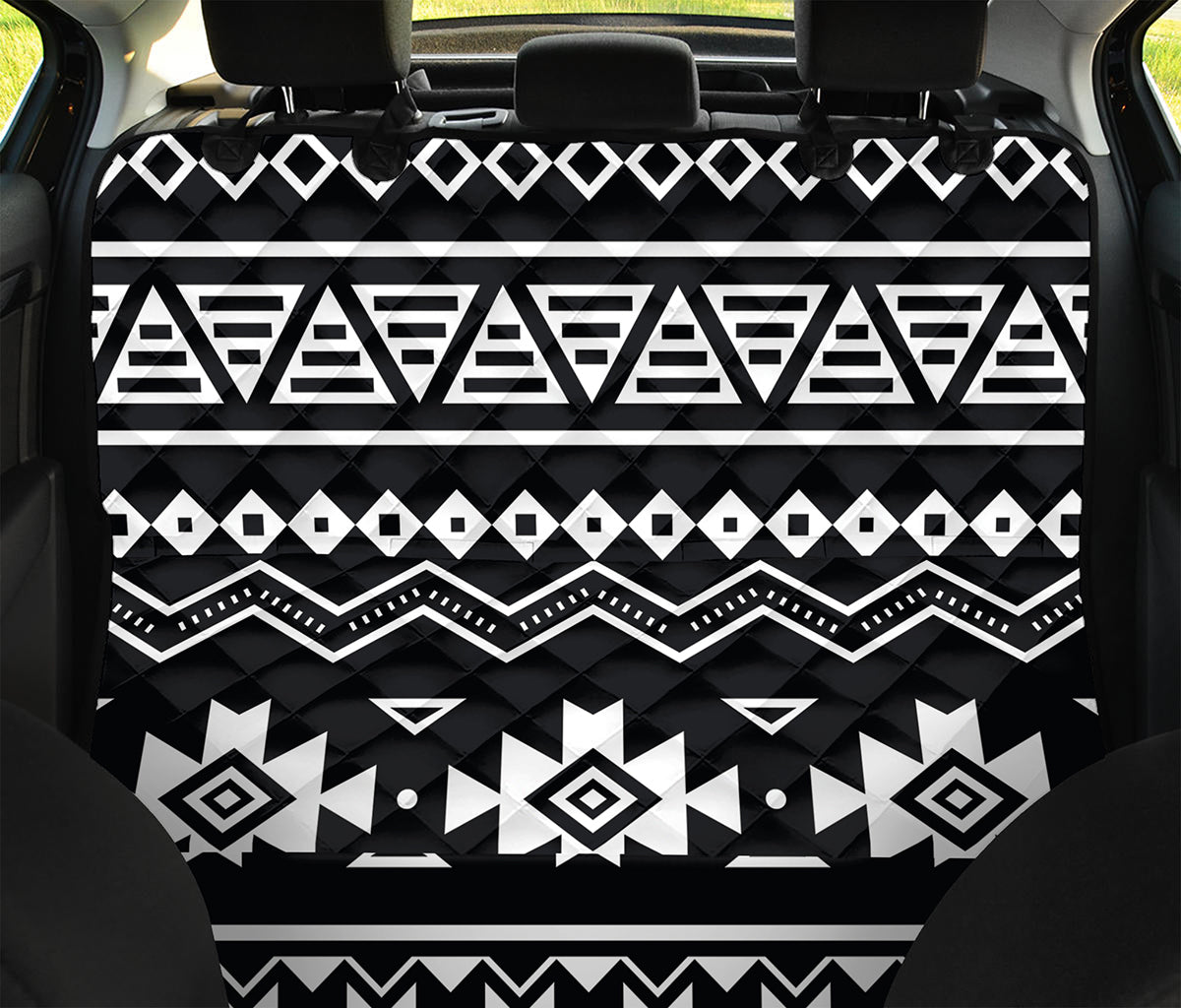 Black And White Aztec Pattern Print Pet Car Back Seat Cover