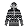 Black And White Aztec Pattern Print Pullover Hoodie