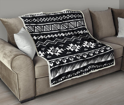 Black And White Aztec Pattern Print Quilt