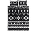 Black And White Aztec Pattern Print Quilt Bed Set