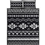 Black And White Aztec Pattern Print Quilt Bed Set