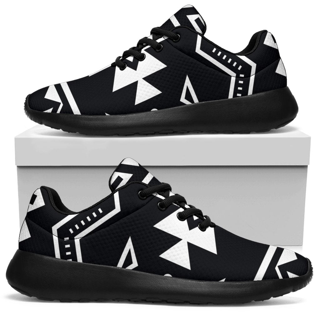 Black And White Aztec Pattern Print Sport Shoes GearFrost