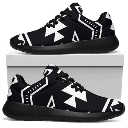 Black And White Aztec Pattern Print Sport Shoes GearFrost