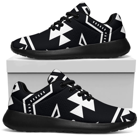 Black And White Aztec Pattern Print Sport Shoes GearFrost