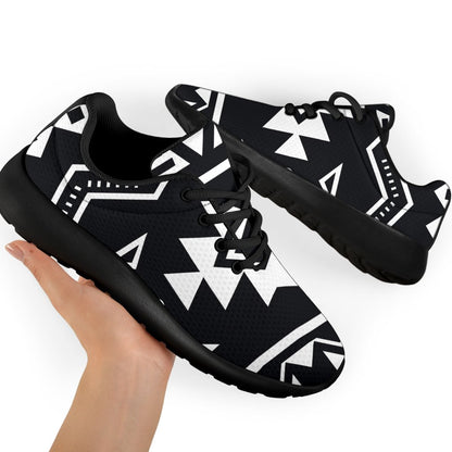 Black And White Aztec Pattern Print Sport Shoes GearFrost