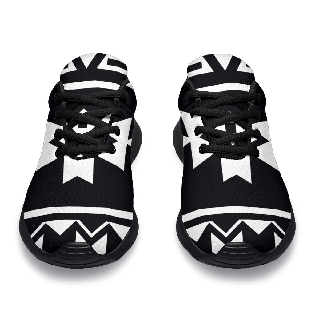 Black And White Aztec Pattern Print Sport Shoes GearFrost
