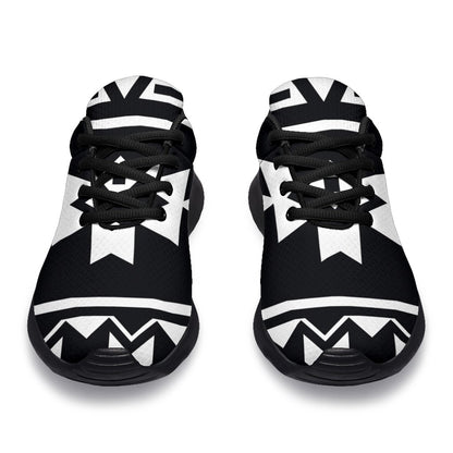 Black And White Aztec Pattern Print Sport Shoes GearFrost