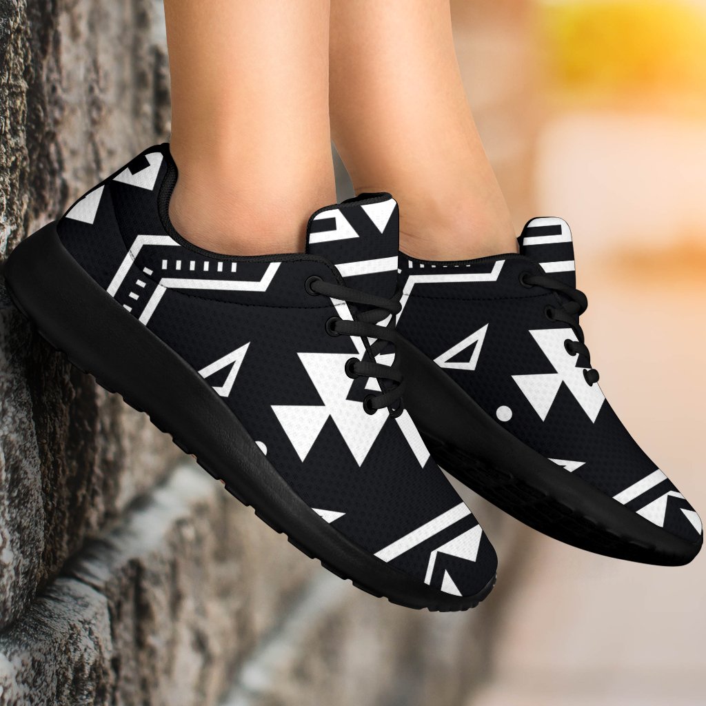 Black And White Aztec Pattern Print Sport Shoes GearFrost