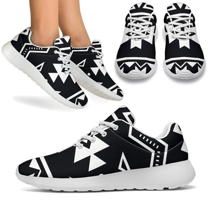 Black And White Aztec Pattern Print Sport Shoes GearFrost