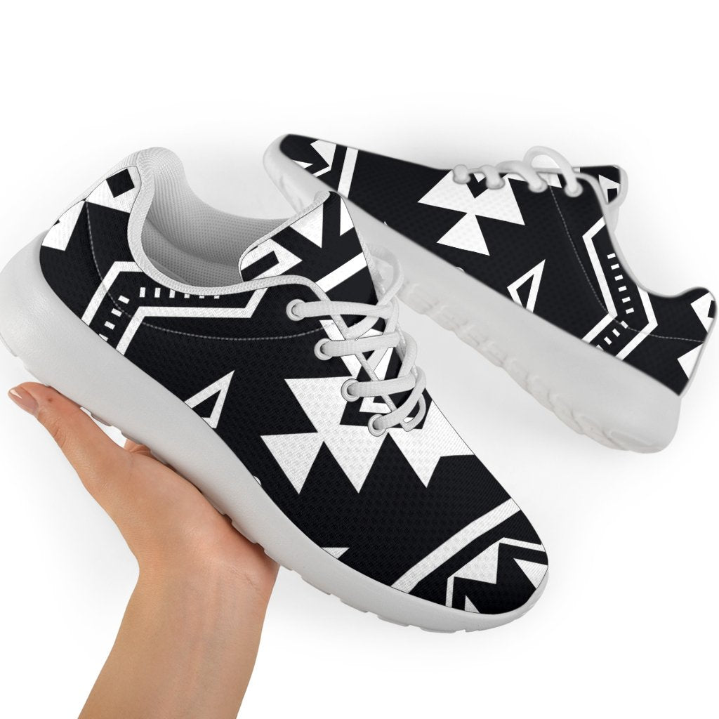 Black And White Aztec Pattern Print Sport Shoes GearFrost