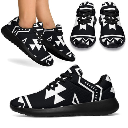 Black And White Aztec Pattern Print Sport Shoes GearFrost