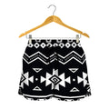 Black And White Aztec Pattern Print Women's Shorts