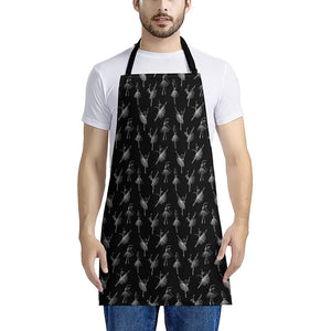 Black And White Ballet Pattern Print Apron