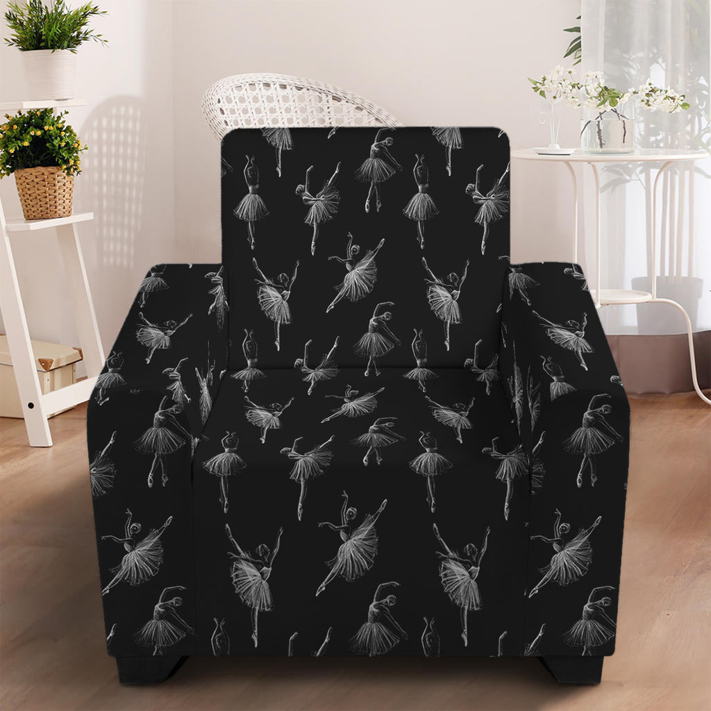 Black And White Ballet Pattern Print Armchair Slipcover