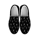 Black And White Ballet Pattern Print Black Slip On Shoes