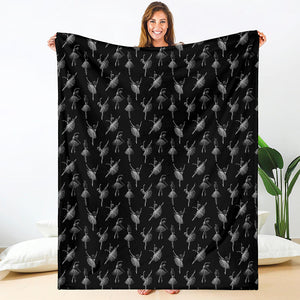 Black And White Ballet Pattern Print Blanket