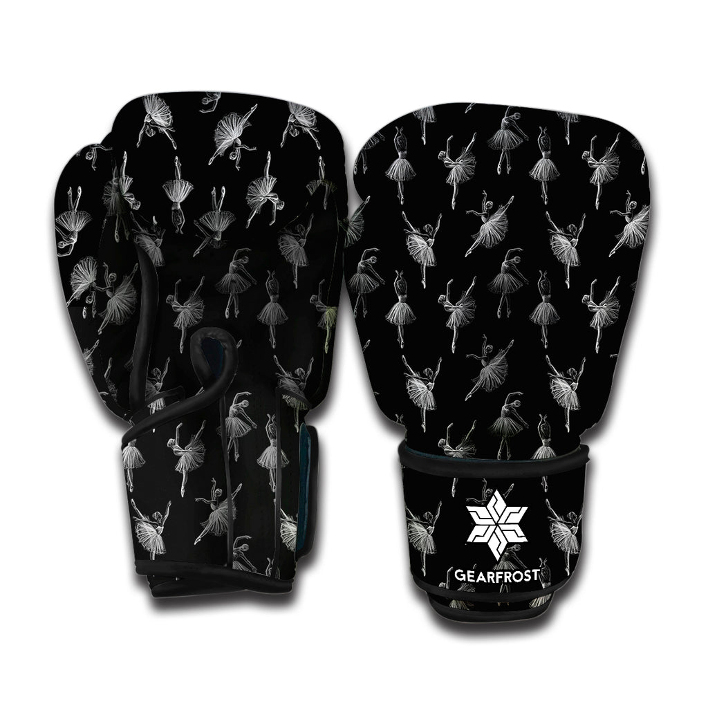 Black And White Ballet Pattern Print Boxing Gloves