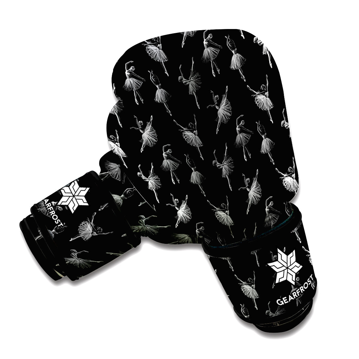 Black And White Ballet Pattern Print Boxing Gloves