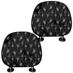 Black And White Ballet Pattern Print Car Headrest Covers