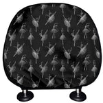 Black And White Ballet Pattern Print Car Headrest Covers