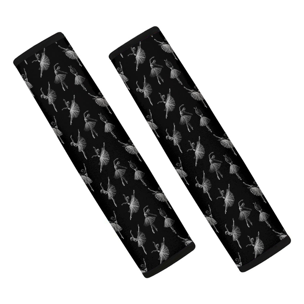 Black And White Ballet Pattern Print Car Seat Belt Covers
