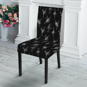 Black And White Ballet Pattern Print Dining Chair Slipcover