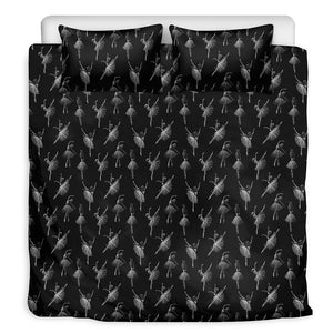 Black And White Ballet Pattern Print Duvet Cover Bedding Set