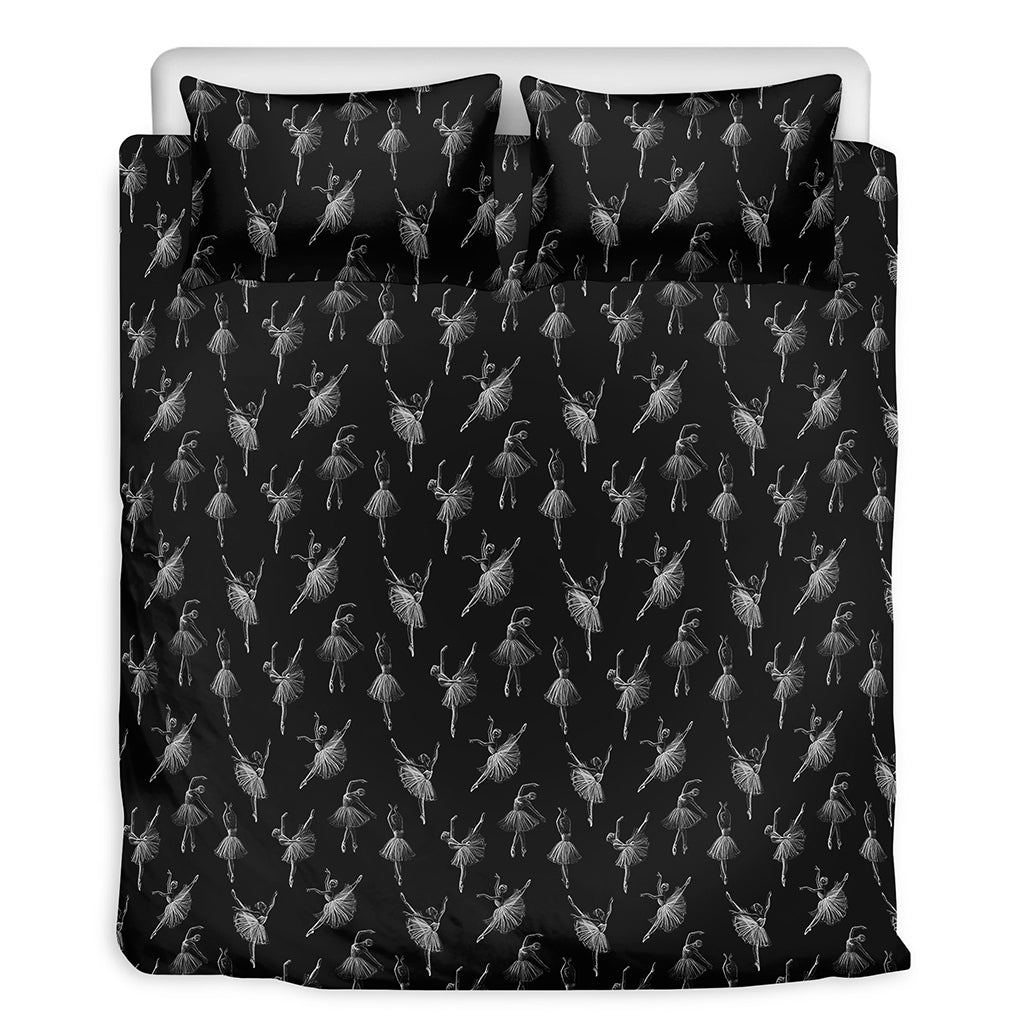 Black And White Ballet Pattern Print Duvet Cover Bedding Set