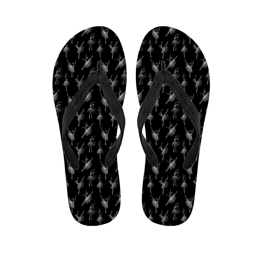 Black And White Ballet Pattern Print Flip Flops