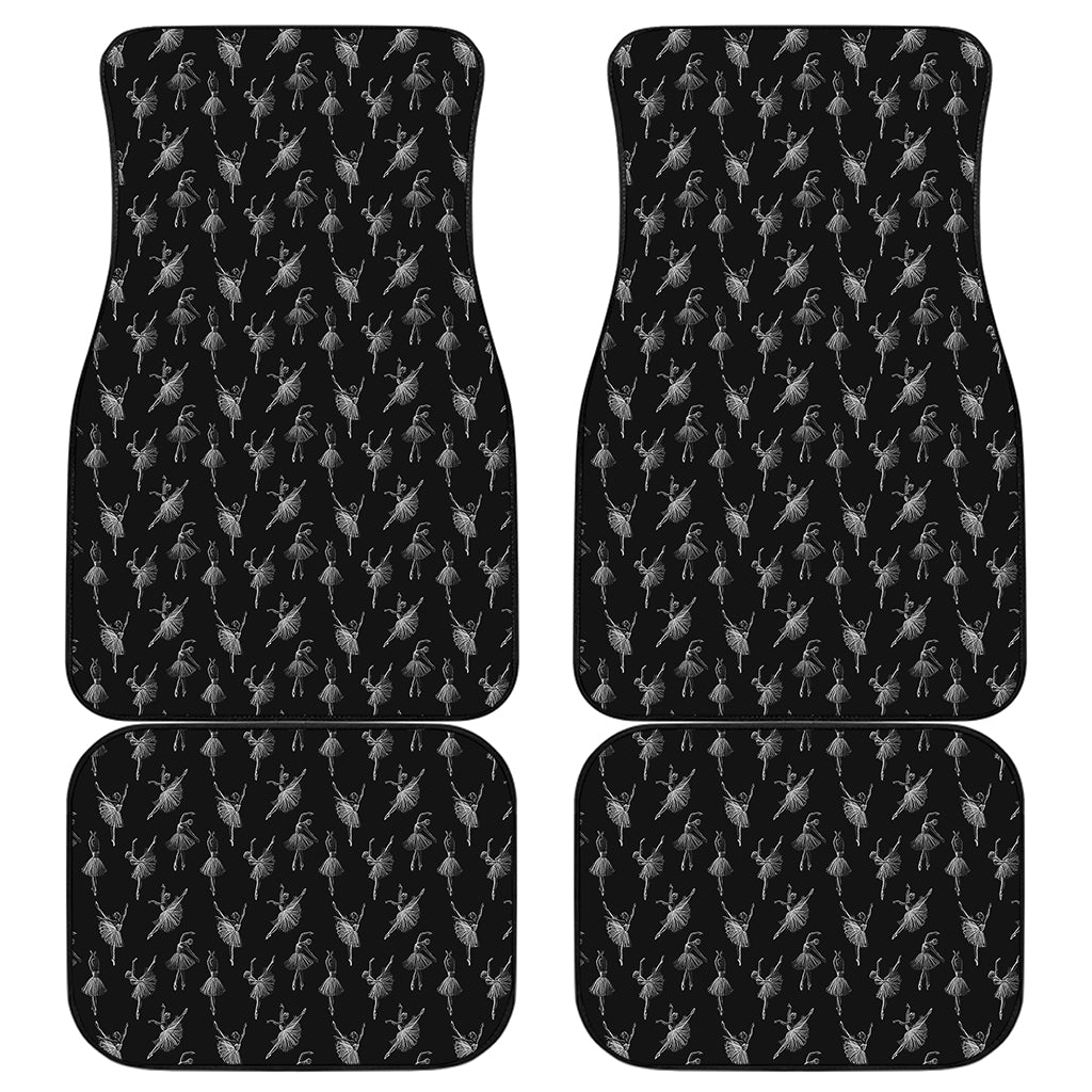Black And White Ballet Pattern Print Front and Back Car Floor Mats