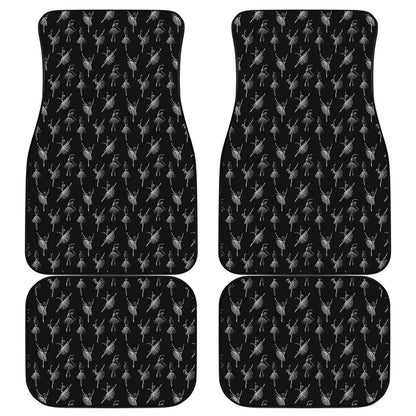 Black And White Ballet Pattern Print Front and Back Car Floor Mats
