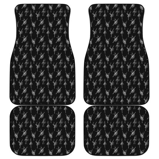 Black And White Ballet Pattern Print Front and Back Car Floor Mats