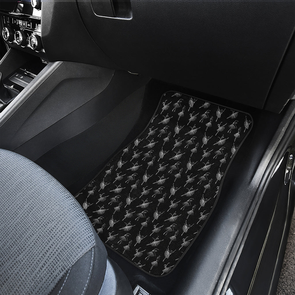 Black And White Ballet Pattern Print Front and Back Car Floor Mats