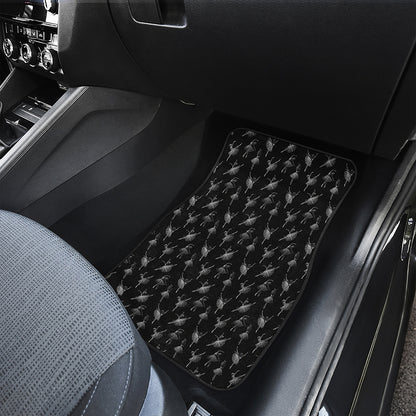 Black And White Ballet Pattern Print Front and Back Car Floor Mats