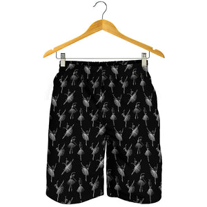 Black And White Ballet Pattern Print Men's Shorts